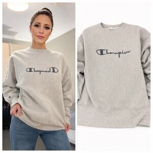 Champion Reverse Weave Embroidered Script Logo Sweatshirt SZ M Vintage